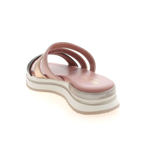 Hogan H257 Leather Sandals in Pink/Gold