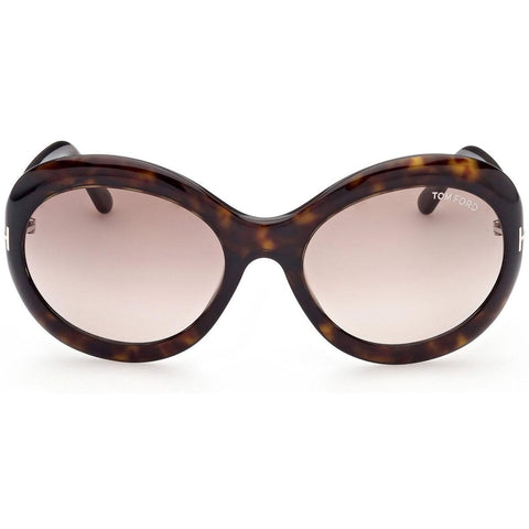 Tom Ford Sunglasses Oval Full Rim, Dark Havana Frame and Brown Gradient Lens FT091852F