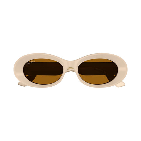 Gucci Sunglasses Oval Full Rim, Beige Frame and Rust Brown Lens GG1527S004