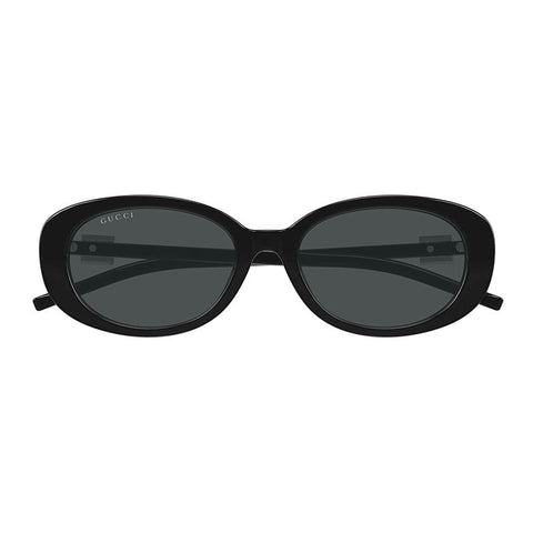 Gucci Sunglasses Oval Full Rim, Shiny Black Frame and Grey Lens GG1684SA002