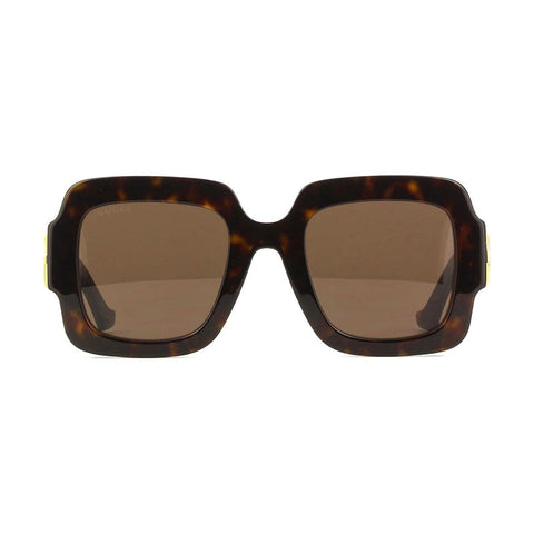 Gucci Sunglasses Square Full Rim, Dark Havana Frame and Brown Lens GG1547S002