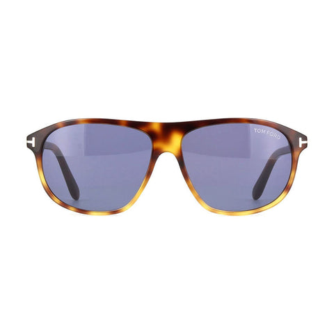 Tom Ford Sunglasses Square Full Rim, Shiny Havana Frame and Blue Lens FT102756V
