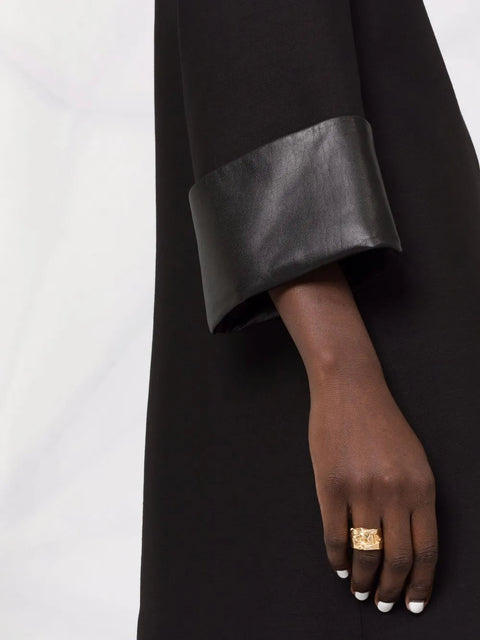 Valentino Garavani Leather-Trim Virgin Wool-Blend Dress