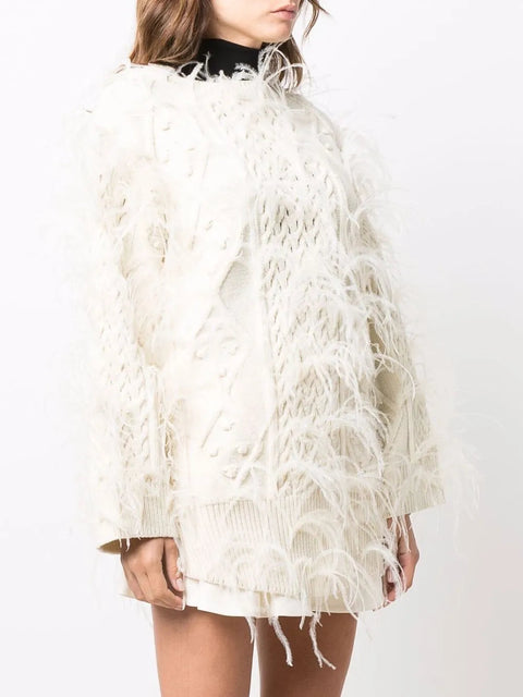 Valentino Garavani Feather-Embellished Wool Jumper