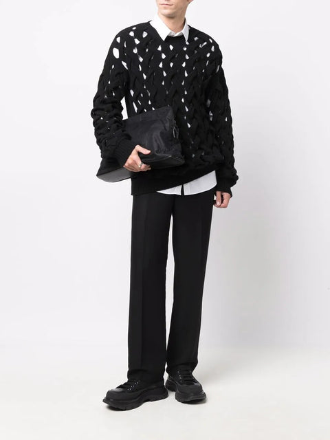 Valentino Garavani Woven Knitted Crew-Neck Jumper