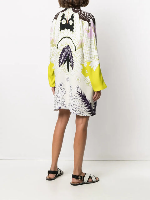 Valentino Garavani Abstract-Print Long-Sleeve Dress