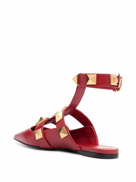Valentino Garavani Roman Stud Calfskin Low Ballet Flat