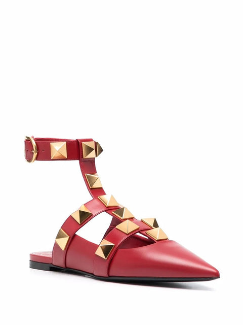 Valentino Garavani Roman Stud Calfskin Low Ballet Flat