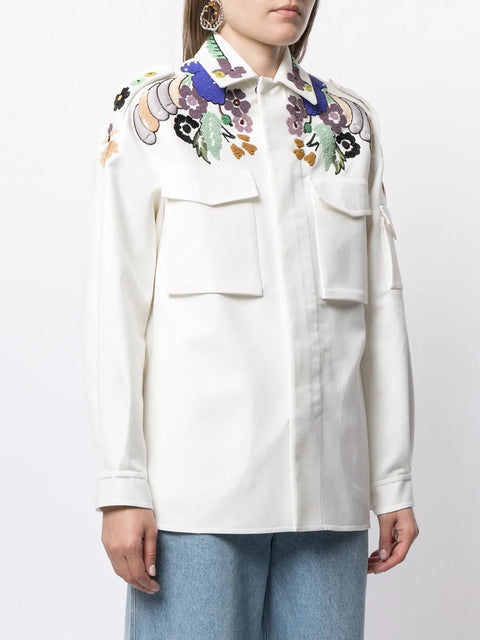 Valentino Garavani Embroidered Gabardine Shirt Jacket