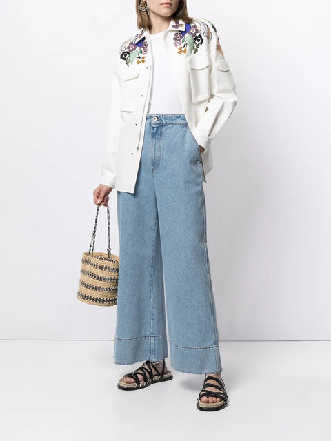Valentino Garavani Embroidered Gabardine Shirt Jacket