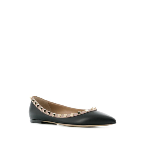 Valentino Garavani Rockstud Lace-Up Leather Ballerinas