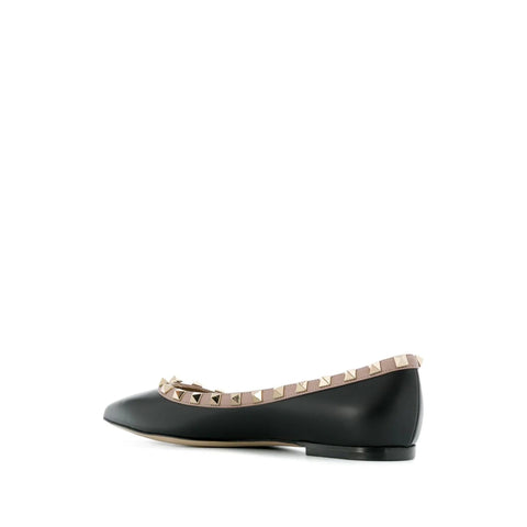 Valentino Garavani Rockstud Lace-Up Leather Ballerinas