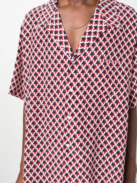 Valentino Garavani Abstract-Pattern Silk Bowling Shirt