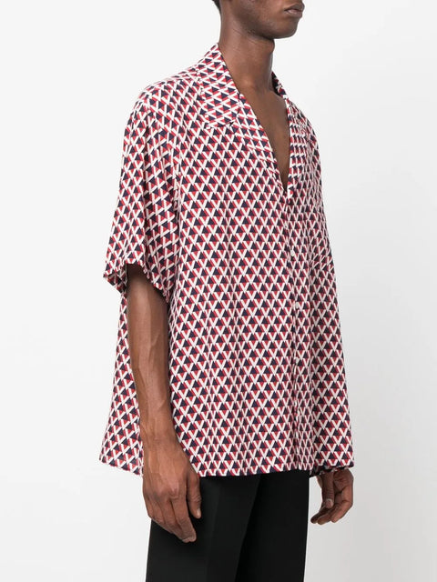 Valentino Garavani Abstract-Pattern Silk Bowling Shirt