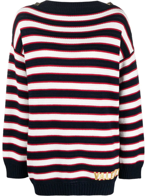 Valentino Garavani Logo-Embroidered Striped Jumper