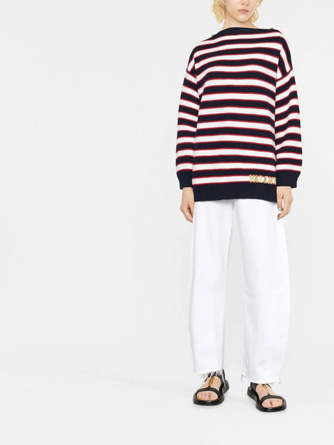 Valentino Garavani Logo-Embroidered Striped Jumper