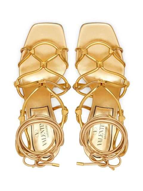 Valentino Garavani Rockstud Net Lace-Up Sandals