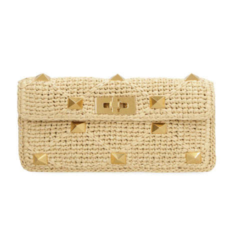Valentino Garavani Rockstud Crochet-Knit Clutch Bag