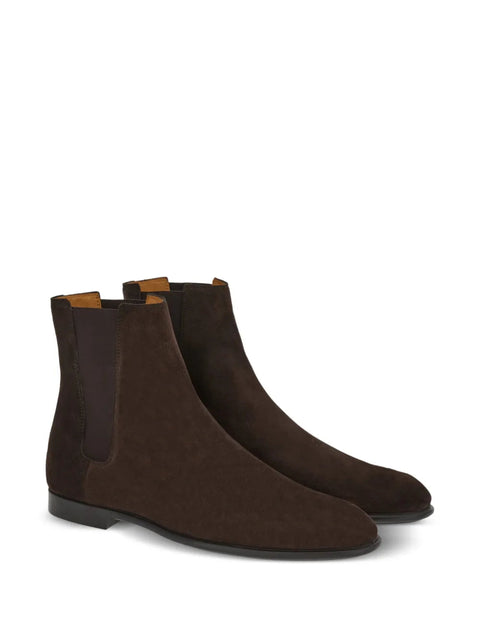 Ferragamo Chelsea Leather Boots in Brown
