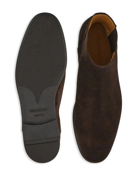 Ferragamo Chelsea Leather Boots in Brown