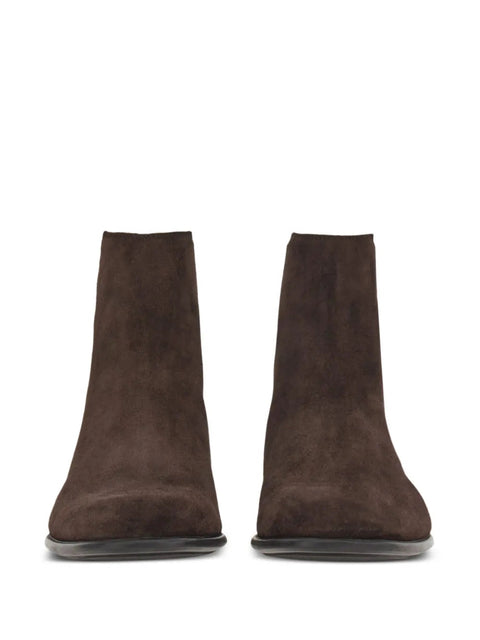Ferragamo Chelsea Leather Boots in Brown