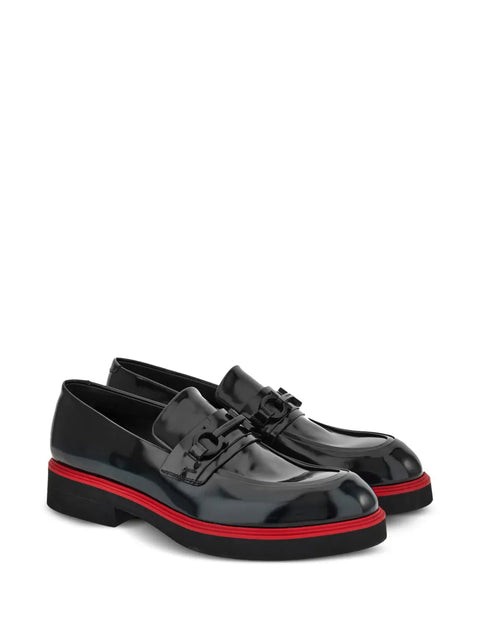 Ferragamo Gancini-Ornament Leather Mocassins in Black