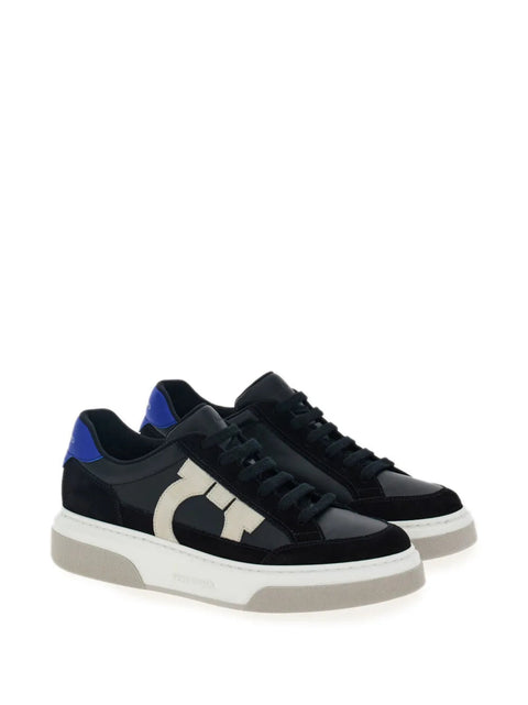 Ferragamo Gancini Panelled Leather Sneakers in Multicolor