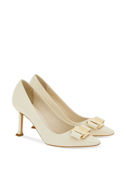 Ferragamo 85Mm Bow-Detail Leather Pumps