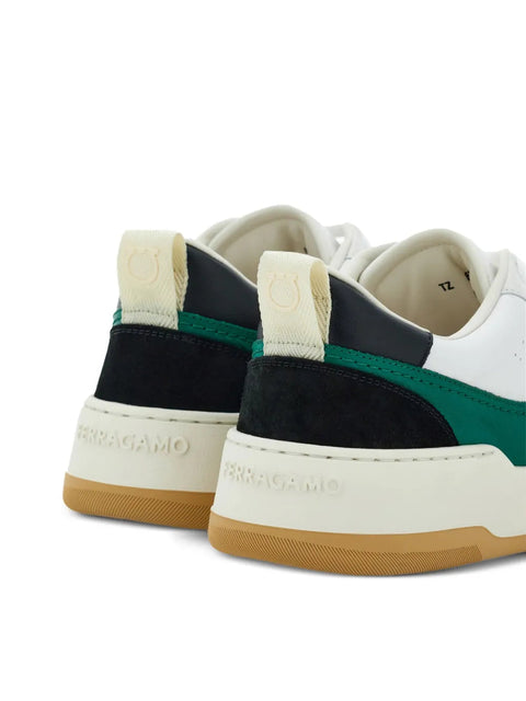 Ferragamo Dennis Panelled Sneakers in Green