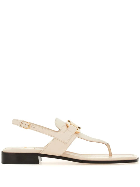 Ferragamo Gancini-Buckle Leather Sandals