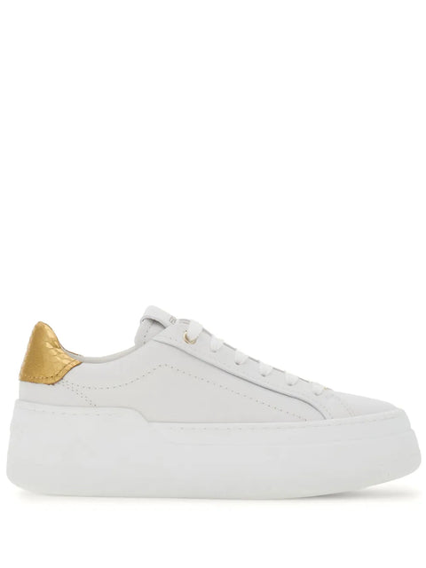 Ferragamo Wedge Logo-Patch Leather Sneakers in White