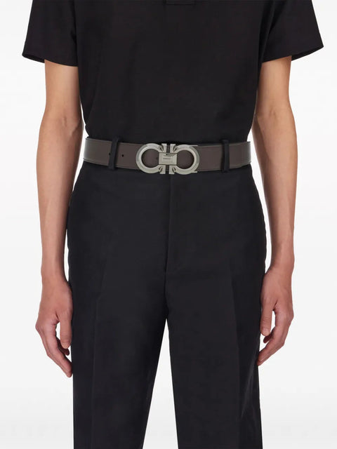 Ferragamo Logo-Engraved Buckle Reversible Leather Belt