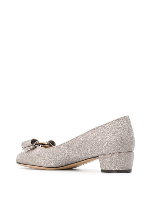 Ferragamo Vara Bow Glitter Pumps