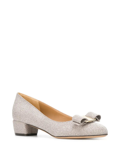 Ferragamo Vara Bow Glitter Pumps