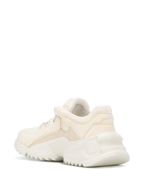 Ferragamo Panelled Chunky Sneakers in White