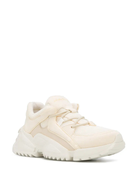 Ferragamo Panelled Chunky Sneakers in White