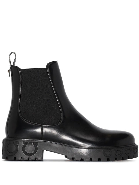 Ferragamo Gancini Logo Detail Chelsea Boots