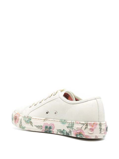 Ferragamo Floral-Trim Low-Top Sneakers in Neutrals