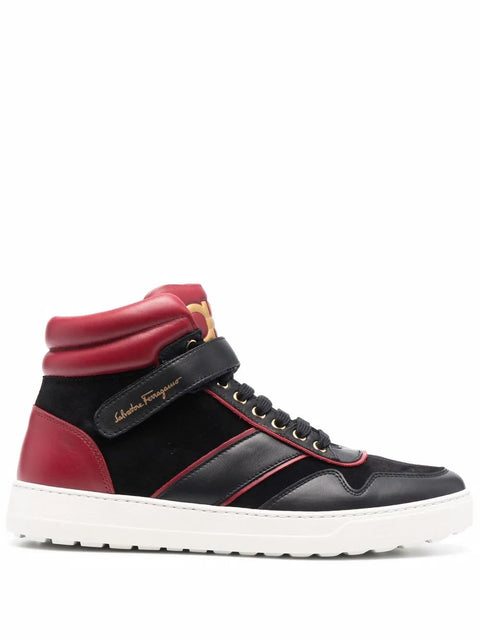 Ferragamo Gancini High-Top Sneakers in Red