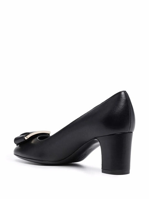 Ferragamo Gancini-Bow Leather Pumps