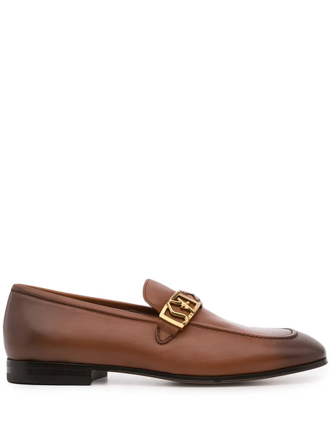 Ferragamo Nairobi Logo Plaque Loafers in Brown