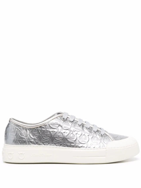 Ferragamo Gancini Low-Top Sneakers in Gray