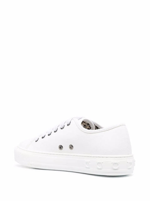 Ferragamo Embossed-Logo Low-Top Sneakers in White
