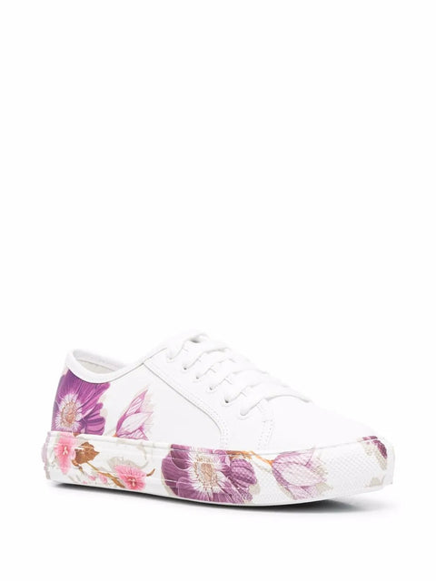 Ferragamo Floral-Print Sneakers in White