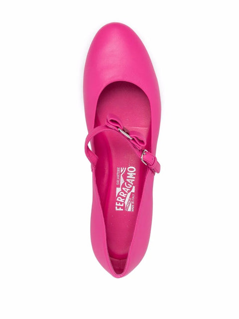 Ferragamo Bow-Detail Leather Ballerina Shoes