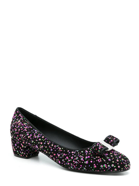 Ferragamo Vara Sequin-Embellished Pumps
