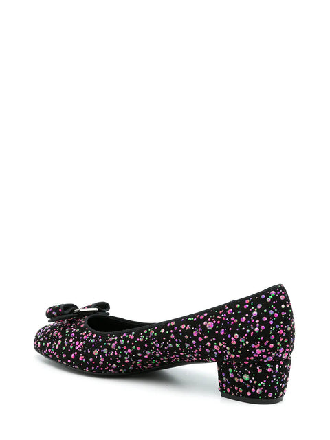 Ferragamo Vara Sequin-Embellished Pumps