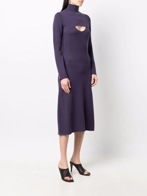 Ferragamo Lamé Wool Midi Dress