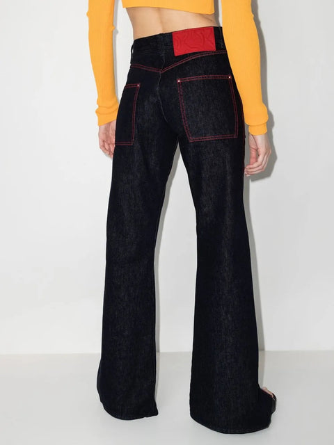Ferragamo Front-Slit Wide-Leg Jeans