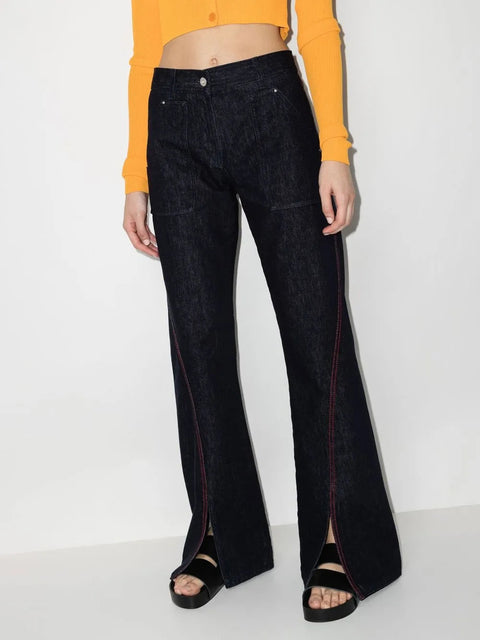 Ferragamo Front-Slit Wide-Leg Jeans